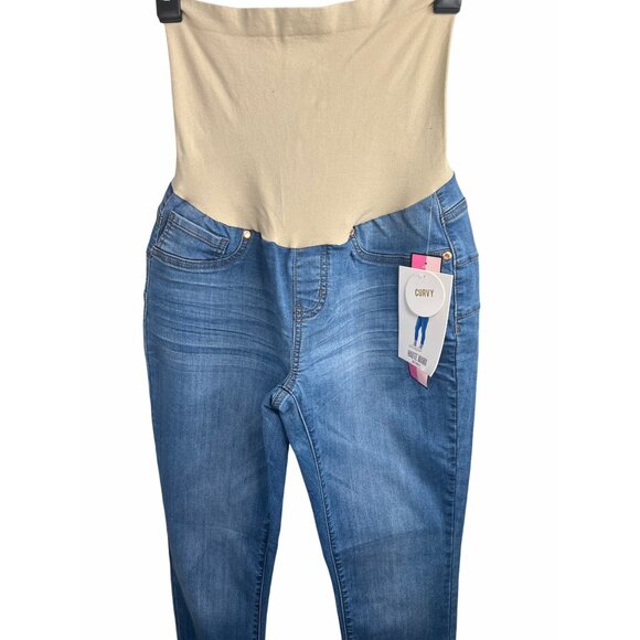 Haute Mama Maternity Curvy Denim Jeans With Stretch Belly Band Size Large - Picture 8 of 14